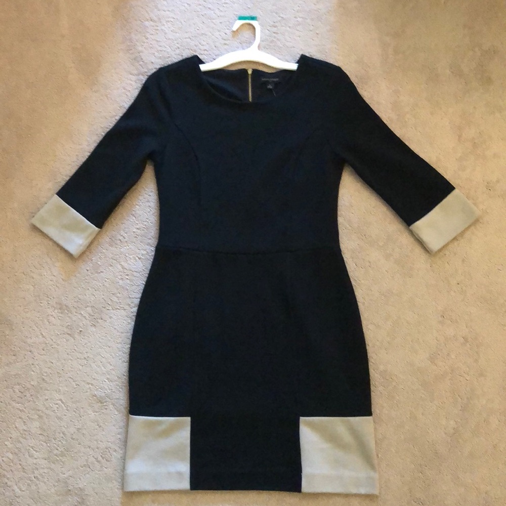 Banana Republic Black and Khaki Knit Dress Size 6